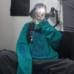 Mushrooms Printed Oversized Long Sleeve Sweatshirt