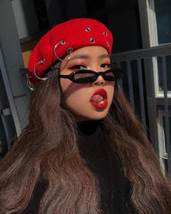 Gafas de sol vintage finas y estrechas de estilo alienígena