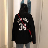 New York 34 Back Printed Cotton Long Sleeve T-Shirt