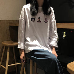 Langärmliges Baumwoll-T-Shirt mit New York 34-Rückenaufdruck