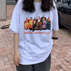 Camiseta extragrande con estampado grunge y estética "Nadie lo entiende"