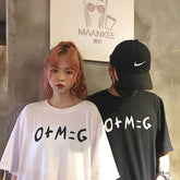 Omg Maths Print Oversized White Long T-Shirt