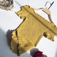 Tops básicos con hombros abiertos, elásticos y rayas de colores sencillos