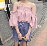 Open Shoulders Volume Light Summer Top