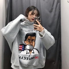 Orange Censorship Letter Print Oversized Sweatshirt