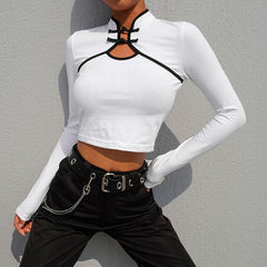 Oriental Style Cropped Long Sleeved Shirt