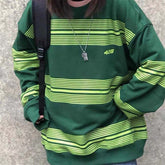 Oversize Teenage Fashion Striped Long Sleeve Sweatshirt