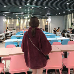 Oversize Warm Green Bordeau Beige Faux Fur Curly Jacket