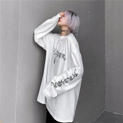 Oversized Horror Comic Back Printed White Sweatshirt