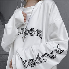 Oversized Horror Comic Back Printed White Sweatshirt