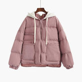 Oversized Puff Padded Gray Cotton Hood Zipper Outwear Coat