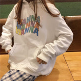 Oversized Wanna Colorful Letter Print Hoodie