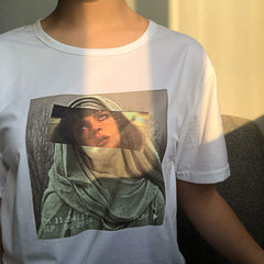 Pale Grunge Stone Maiden Pulp Fiction Print T-Shirt