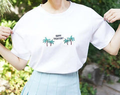 Camiseta holgada de manga corta con estampado de palmeras