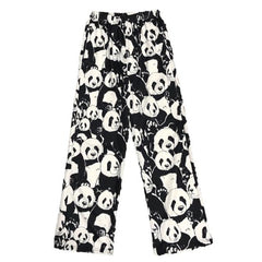 Pantalones rectos de moda japonesa con estampado de panda
