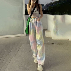Pastel Aesthetic Tie Dye Soft Girl Wide Loose Pants