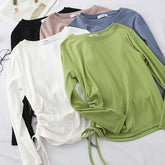 Pastel Aesthetic Vintage Side Straps Loose Shirt