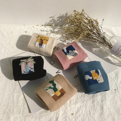 Calcetines tobilleros de algodón con imágenes artísticas en colores pastel