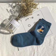 Calcetines tobilleros de algodón con imágenes artísticas en colores pastel