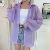 Pastel Colors Oversized Chiffon Thin Blouse