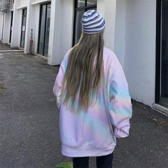 Pink Blue Pastel Aesthetic Tie Dye Oversized Sweatshirt