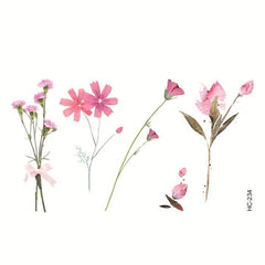 Pink Fragile Plants Flowers Temporary Tattoos