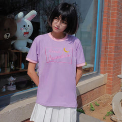Camiseta kawaii con bordado de luna en colores pastel de Pink Paradise