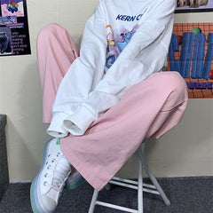 Pink Pastel Aesthetic Casual Wide Oversized Pants