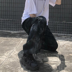 Pink Tie Dye Printed Street Fashion Jogger Pants