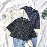 Plaid Minimalistic White Black Blue Shirt