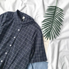 Plaid Minimalistic White Black Blue Shirt