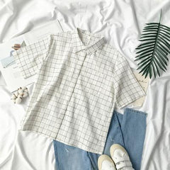 Plaid Minimalistic White Black Blue Shirt