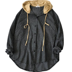 Kariertes Oversize-Hemd mit Kapuze