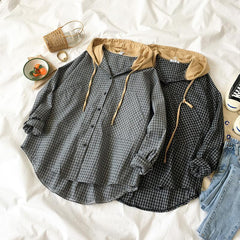 Kariertes Oversize-Hemd mit Kapuze