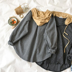 Kariertes Oversize-Hemd mit Kapuze