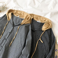 Kariertes Oversize-Hemd mit Kapuze