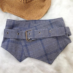 Cinturón grueso de mujer estilo escolar a cuadros