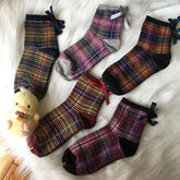 Plaid Tartan School Girl Ankle Vintage Socks