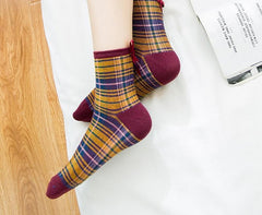 Plaid Tartan School Girl Ankle Vintage Socks