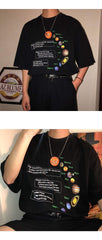 Camiseta extragrande con estampado del Sistema Solar Cósmico y Planetas