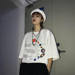 Camiseta extragrande con estampado del Sistema Solar Cósmico y Planetas