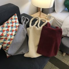 Plush Lamb Faux Fur Shopper Shoulder Bag