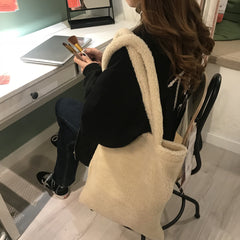 Plush Lamb Faux Fur Shopper Shoulder Bag