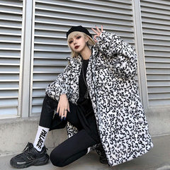 Plush Leopard Print Aesthetic Oversize Zipper Jacket