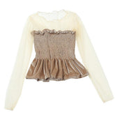 Princess Shiffon Shoulders Sleeve Velvet Corset Blouse