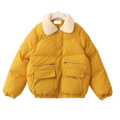 Puff gepolsterter Kunstfell-Kragen mit Reißverschluss, warme Outwear-Manteljacke