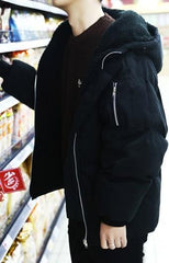 Puff Volume Hoodie Hellblau Warme Reißverschlussmanteljacke