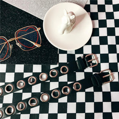 Gargantilla punk de cuero sintético negro