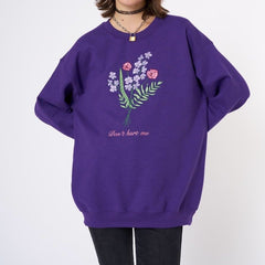 Lila süße Blumen Stickerei lose Sweatshirt