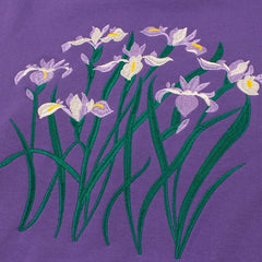 Purple Iris Flowers Embroidery Oversized Sweatshirt